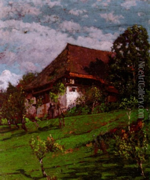 Sommerliches Gehoft Im Breisgau Oil Painting - Hermann Dischler