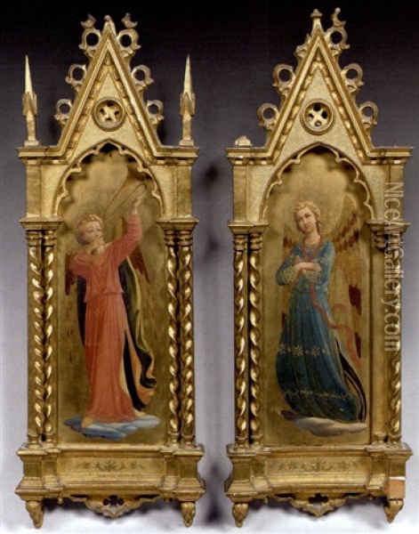 Panneaux Representant Des Anges (pair) Oil Painting - Fra Angelico