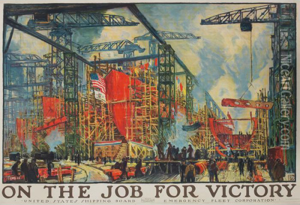 On The Job For Victory Oil Painting - Jonas Lie