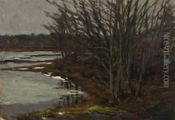 Landscape In Early Spring Oil Painting - Rudolf Koivu