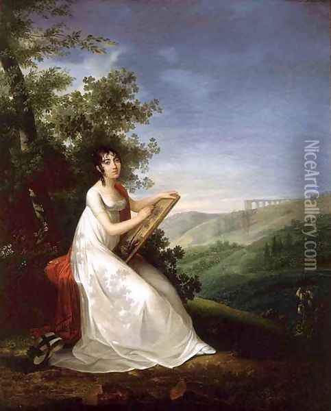Portrait of Adelie Auguie 1810 Oil Painting - Francois-Joseph Kinsoen