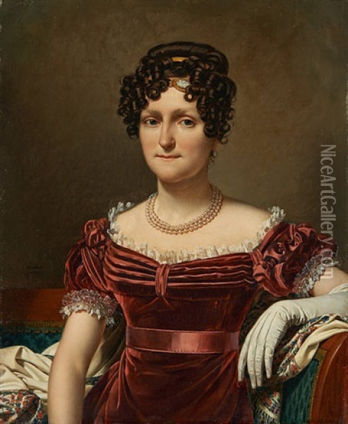 Elegante Au Collier De Perles Oil Painting - Joseph Paelinck
