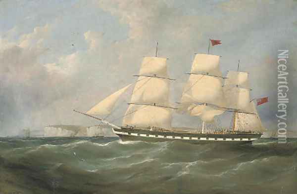 An outward-bound merchantman heading down the Channel Oil Painting - Samuel Walters