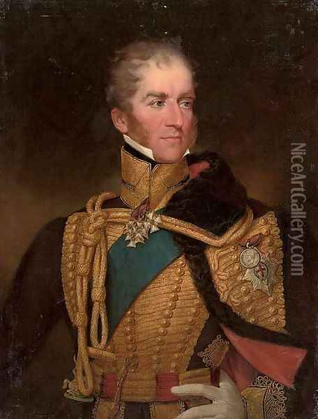 Portrait of a Colonel in Chief of the British Hussar's Regiment Oil Painting - George Henry Harlow