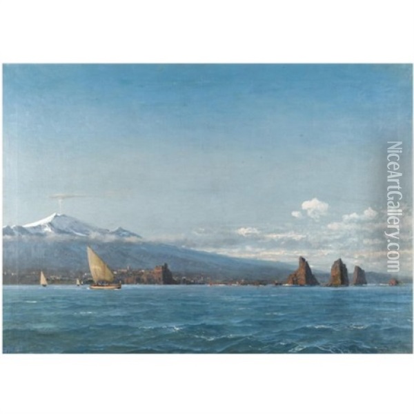 Mount Etna Oil Painting - Michael Zeno Diemer