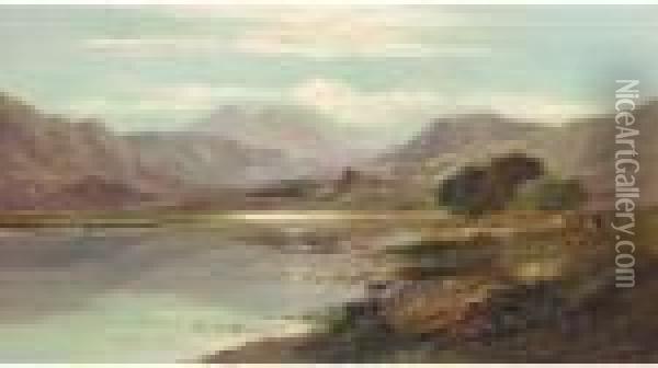 Llyn Taly-llyn, Wales Oil Painting - Charles Leslie