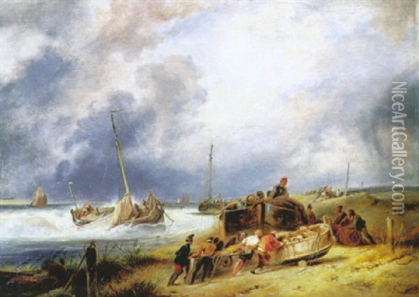 Pecheurs Sur La Greve Oil Painting - Wijnand Jan Joseph Nuyen