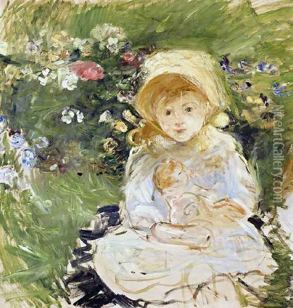 Young Girl With Doll2 Oil Painting - Berthe Morisot