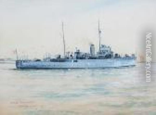 H.m.s. Rochester Oil Painting - William Minshall Birchall