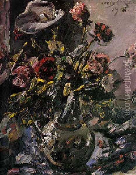 Rosen Und Eine Kalla (roses And A Calla) Oil Painting - Lovis Corinth