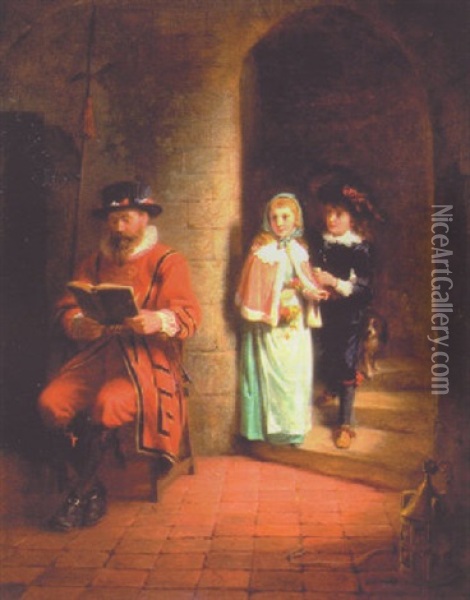 The Little Visitors To The Tower Oil Painting - George Bernard O'Neill