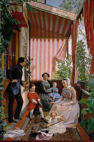 On the Balcony, 1857 Oil Painting - Fedor Mikhailovich Slavyansky
