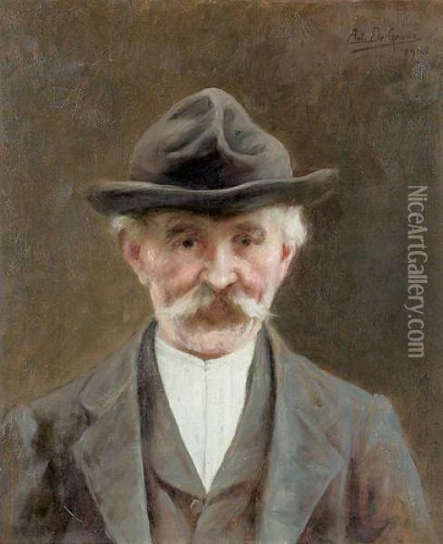 Portrat Eines Alten Bauern. Oil Painting - Antonio De Grada