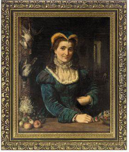 A Lady At A Casement Oil Painting - John Templeton Lucas