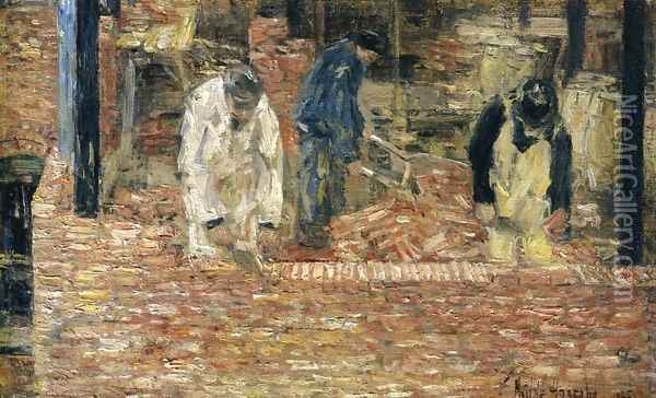The Bricklayers Oil Painting - Frederick Childe Hassam