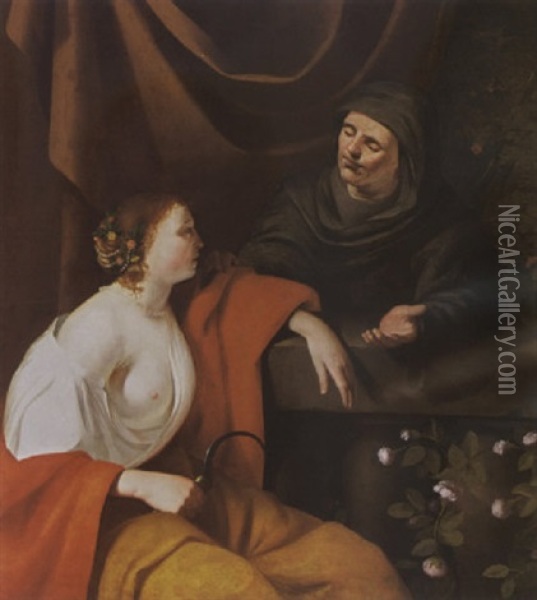 Vertumnus And Pomona Oil Painting - Reyer Jacobsz. van Blommendael