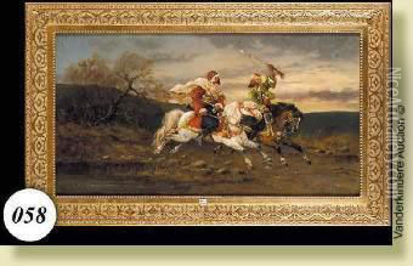 Les Cavaliers Arabes Oil Painting - Armand Laroche
