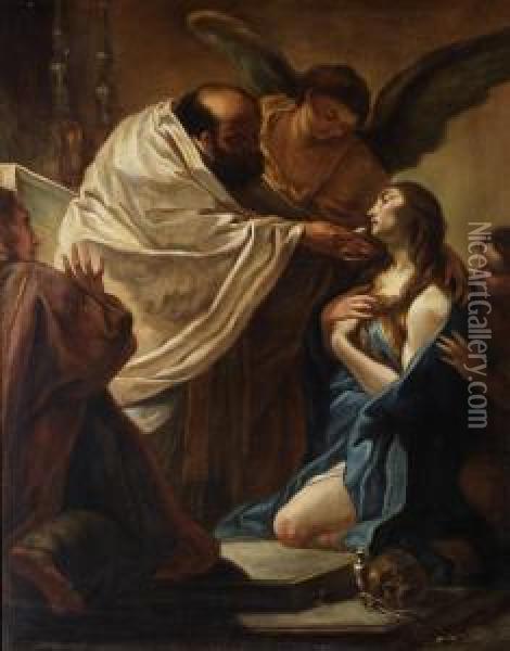 San Massimino Che Comunica Alla Maddalena Oil Painting - Benedetto Luti
