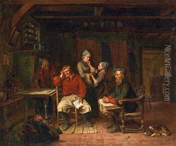 Das Schreiben An Die Familie Oil Painting - Henry Ritter
