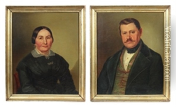 Portraits Einer Frau Und Eines Mannes (pair) Oil Painting - Karl Goeser