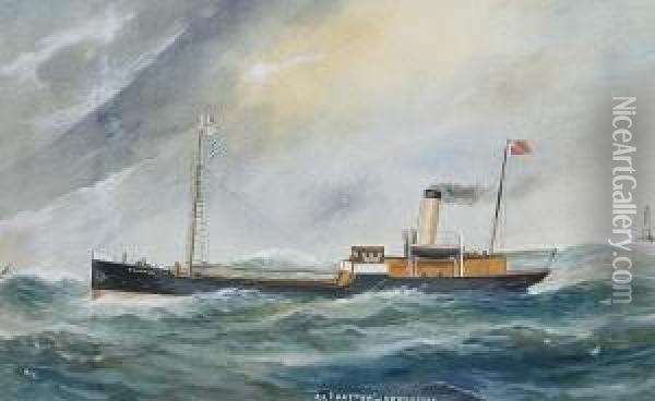 S.s.coaster Of Newcastle Oil Painting - Reuben Chappell Of Poole