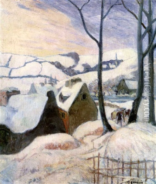 Village Sous La Neige Oil Painting - Paul Gauguin