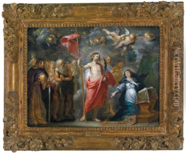 Die Aufnahme Einer Martyrerin In Den Kreis Der Heiligen Oil Painting - Abraham van Diepenbeeck