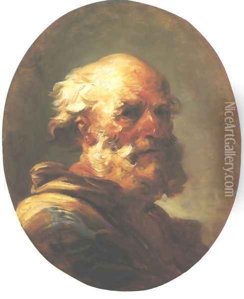 Head of an Old Man Oil Painting - Jean-Honore Fragonard