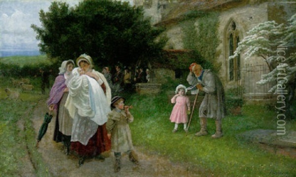 The Christening Oil Painting - Philip Richard Morris