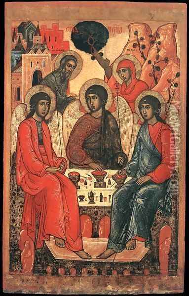 The Holy Trinity Oil Painting - Russian Unknown Master