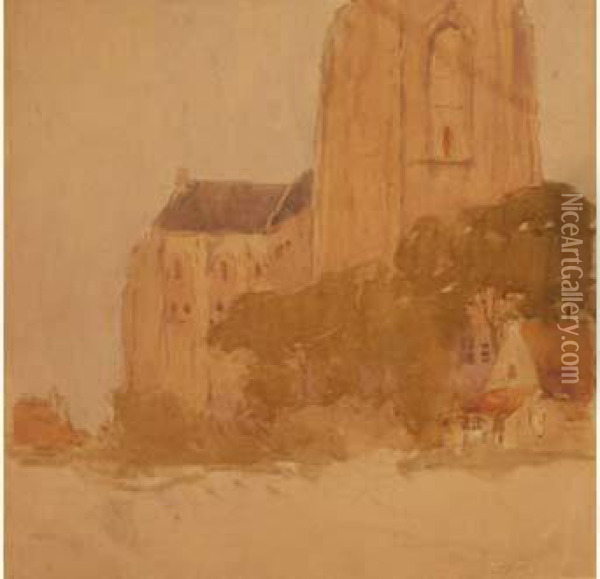 Henricassiers. - L'eglise De Damme. Oil Painting - Hendrick, Henri Cassiers