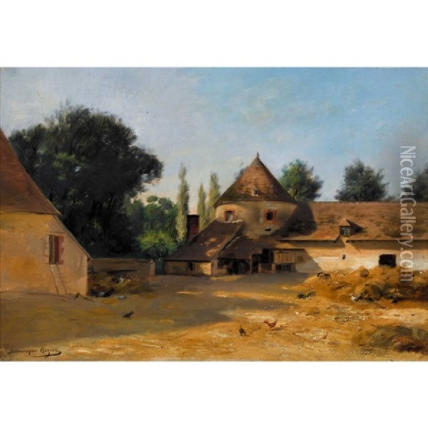 Bauernhofszene Mit Huhnern Oil Painting - Dominique Hubert Rozier