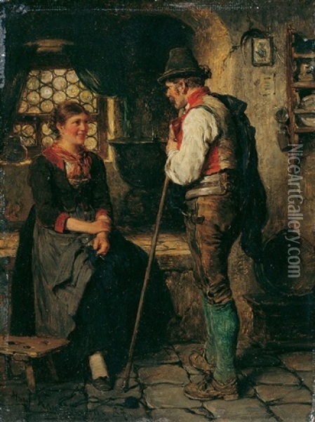 Bei Der Sennerin Oil Painting - Hugo Wilhelm Kauffmann