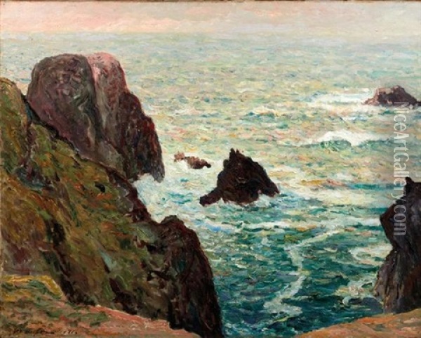 Fin D'apres-midi D'hiver, Cote De Belle-ile-en-mer, 1906 Oil Painting - Maxime Maufra