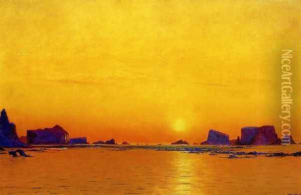 Ice Floes Under The Midnight Sun Oil Painting - William Bradford