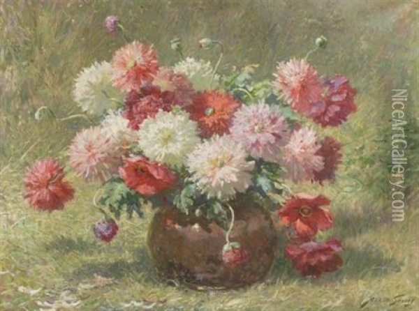 Still Life With Poppies And Chrysanthemums Oil Painting - Abbott Fuller Graves
