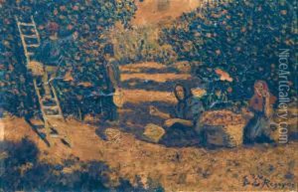 La Cueillette Des Oranges Oil Painting - Dario de Regoyos y Valdes
