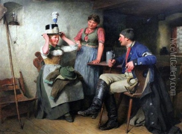 Tavern Interior Oil Painting - Hugo Wilhelm Kauffmann