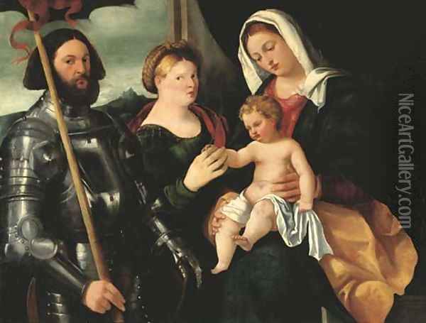 The Madonna and Child with Saints Catherine of Alexandria and George Oil Painting - Bernardino Licinio