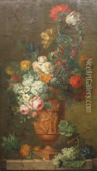 Stillife With Flowers Oil Painting - Willem van Leen