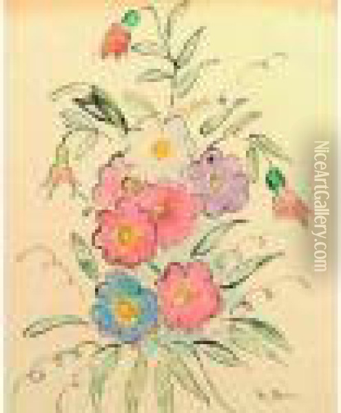 Bouquet De Fleurs. Oil Painting - Madeleine Berly De Vlaminck