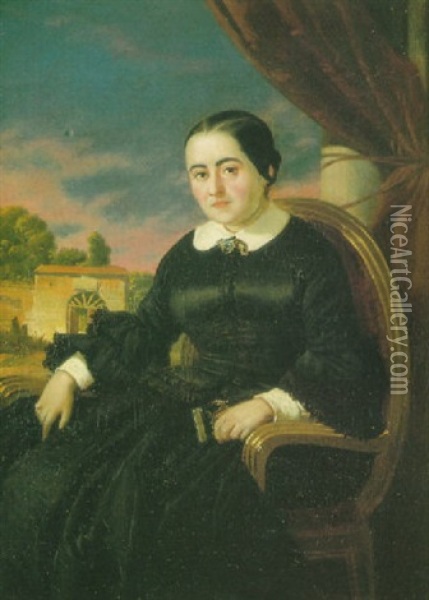 Retrato De Cecilia Vol De Faber, Fernan Caballero Oil Painting - Valeriano (Valerio) Dominguez Becquer