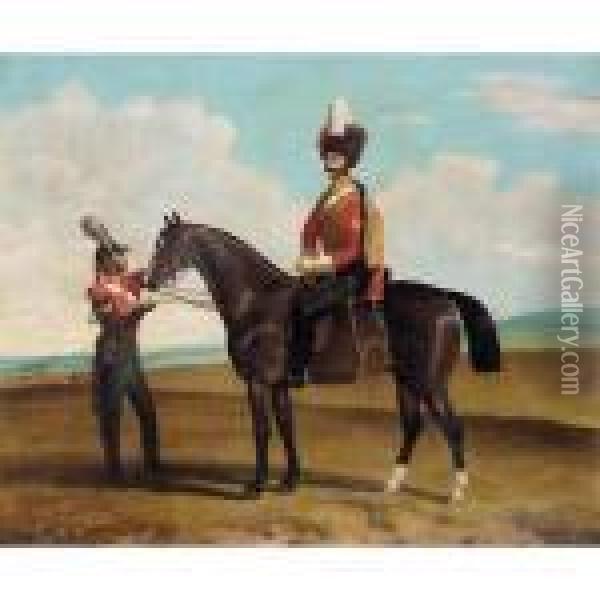 Equestrian Portrait Oil Painting - Bogdan Pavlovich Villevalde