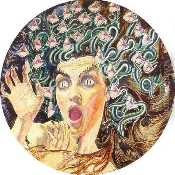 Medusa Oil Painting - Carlos Schwabe