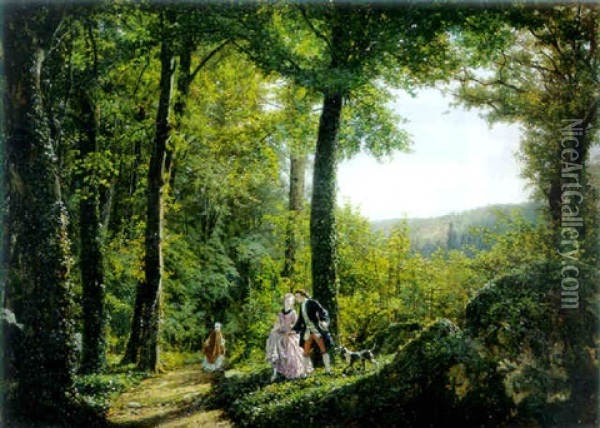 L'idylle Oil Painting - Francois-Edouard Cibot