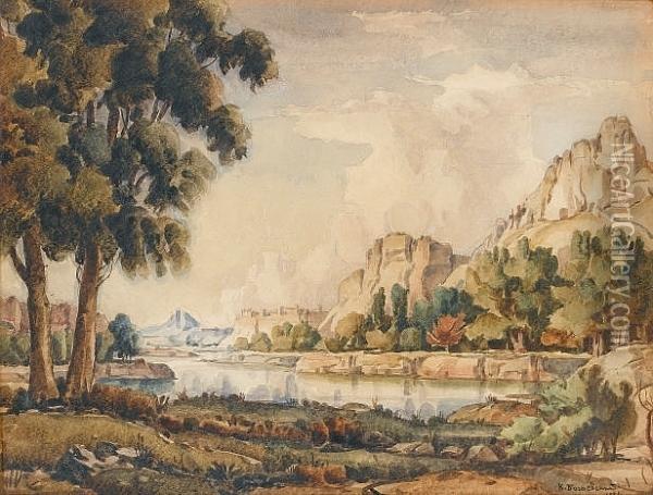 River Landscape Oil Painting - Konstantin Fedorov. Bogajewski