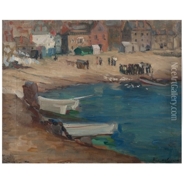 Harbor Scene Oil Painting - Dixie Selden