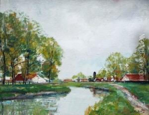 Niederrheinische Landschaft Oil Painting - Richard Falkenberg
