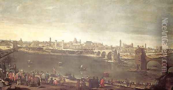 View of Zaragoza 1547 Oil Painting - Juan Bautista Martinez del Mazo