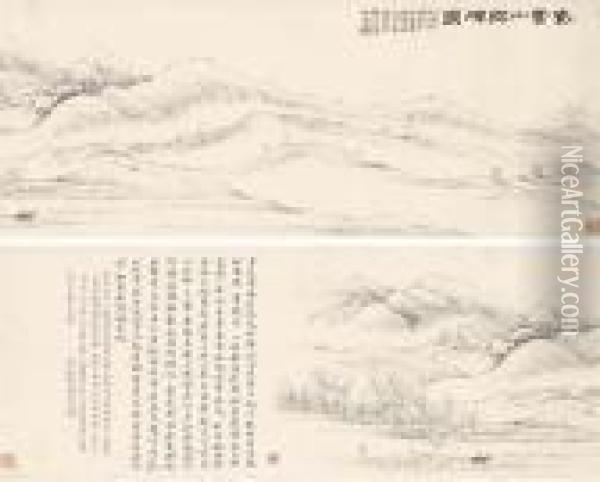 Seeking Steles On Zhiyun Mountain Oil Painting - Huang Yi